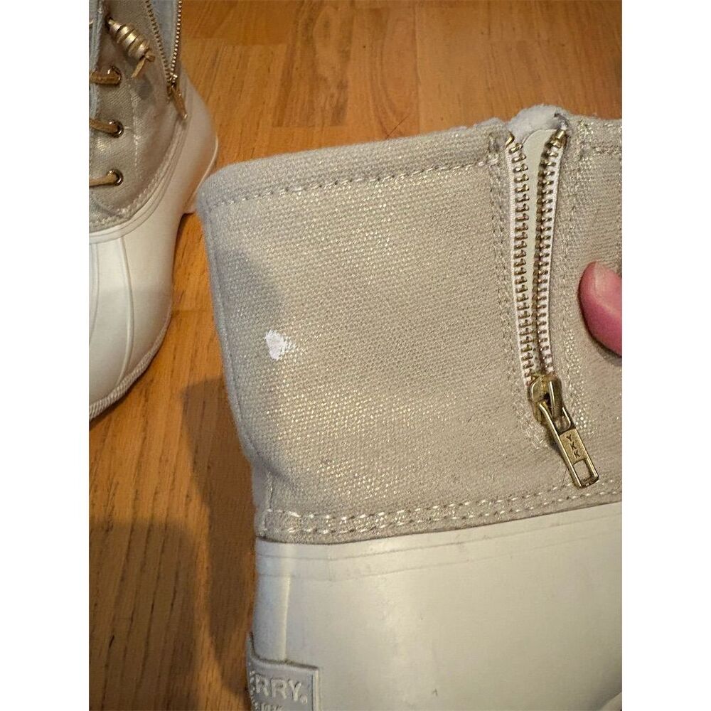 Sperry Women's Ankle Snow Boots Size 10 Ivory Metallic Winter Casual - Picture 11 of 13